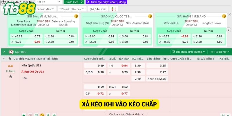 Xả kèo khi vào kèo chấp khó